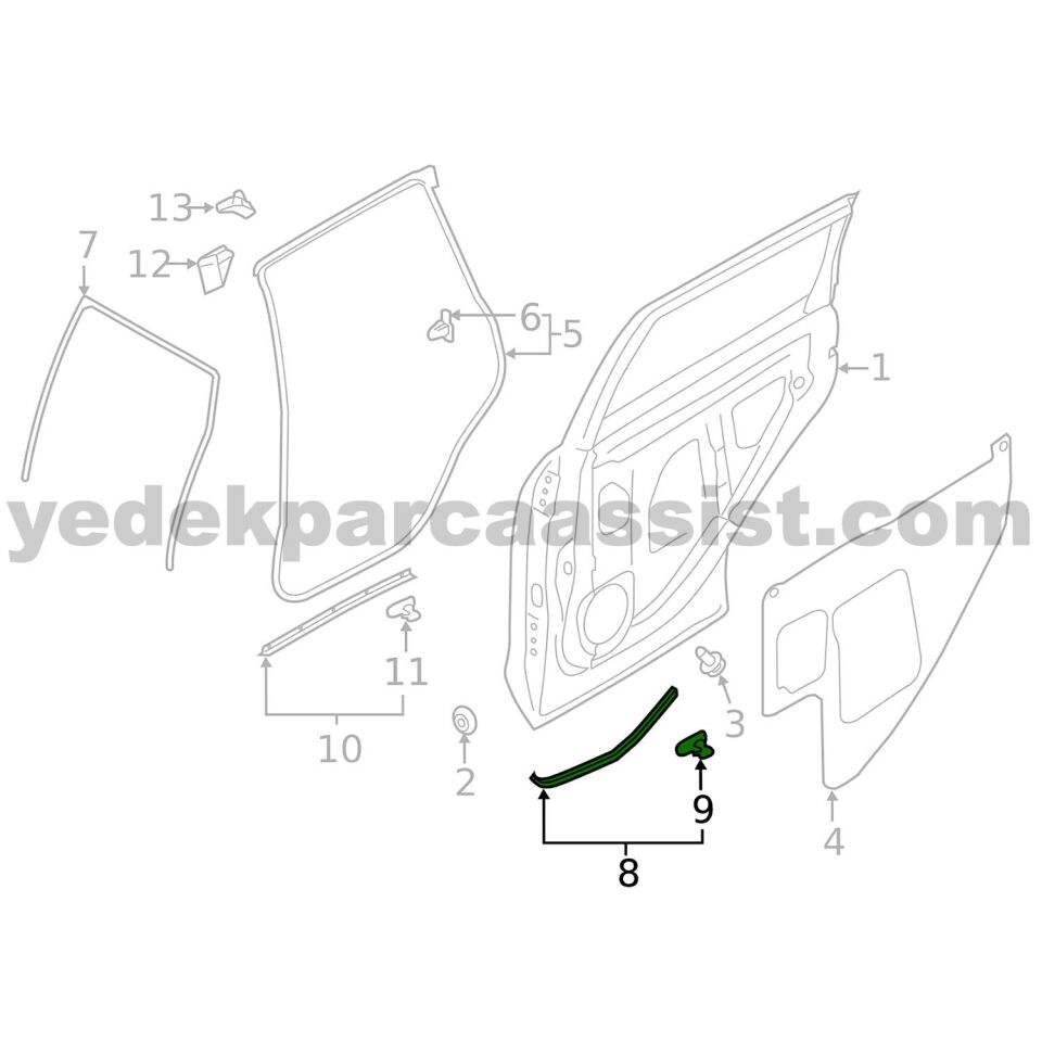 SUBARU KAPI FİTİLİ SAĞ ARKA - 63512VA100